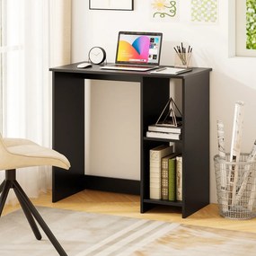 Secretária para Computador, 80 x 40 x 74 cm, Estante Lateral de 2 Níveis, Preto