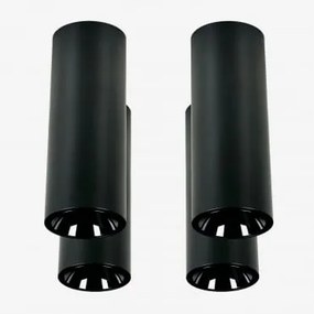 Pack De 4 Apliques De Teto Led De Superfície Redondos Ø7,2 Cm Em Alumínio Luisiana Preto & Branco Frio 4000k & 8 W & 23º - Sklum