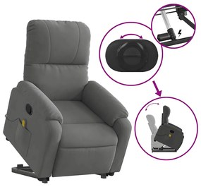 Poltrona massagens reclin. elevatória microfibra cinza-escuro