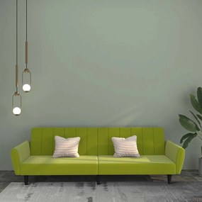 vidaXL Sofá-cama de 2 lugares veludo verde-claro
