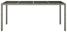 Mesa de Jantar Jardim Cinza 190x90x75 cm Rattan Sintético