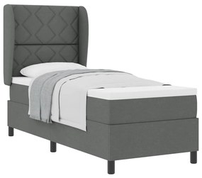 Cama Box com Colchão Cinza Escuro, 80x200 cm, Tecido