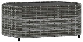 3 pcs conjunto lounge de jardim c/ almofadões vime PE cinzento