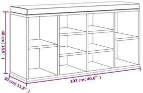 Banco sapateira 103x30x48 cm derivados madeira branco brilhante