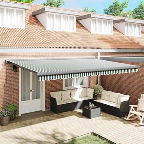 vidaXL Toldo Retrátil Automático Verde e Branco 500x300 cm