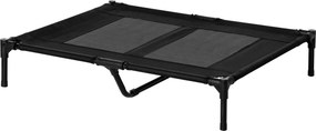 PawHut Cama Elevada Cães Animais Estimação Malha Transpirável Tecido Oxford Exterior Confortável 92x76x18 cm Preto | Aosom Portugal