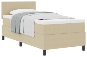 Cama Box Spring com Colchão Bege Claro 80x200 cm Tecido de Cortiça