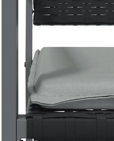 Cadeiras jardim c/ almofadões 2 pcs 54x62,5x89 cm vime PE preto