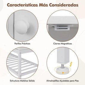 Banco para entrada para sapatos 100 x 30 x 68 cm com caixa rebatível e 2 portas Almofada de assento Branco