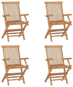 vidaXL Cadeiras de jardim dobráveis 4 pcs madeira de teca maciça