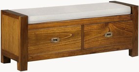 Banco estofado em madeira de mindi artesanal com arrumação Star