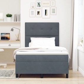 Cama Box com Colchão Cinza Escuro 120x200 cm de Veludo