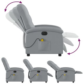 Poltrona de massagens reclinável elétrica tecido cinzento-claro