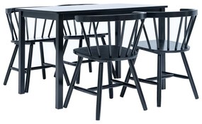 vidaXL 5 pcs conjunto de jantar madeira de seringueira maciça preto