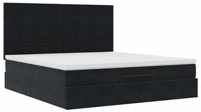 Estrutura de cama otomana com colchões 160x200 cm veludo preto