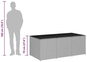 Caixa de arrumação para jardim 180x90x70 cm vime PE cinzento