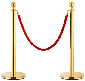 vidaXL Corda p/ barreira/pilar de delimitação veludo vermelho/dourado