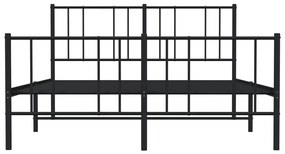 Estrutura de cama sem colchão com pés 160x200 cm preto
