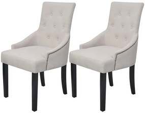 vidaXL Cadeiras de jantar 2 pcs tecido cinzento creme