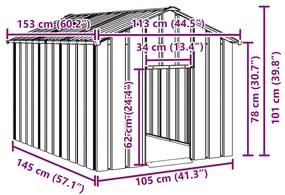 Casota para cães com telhado 113x153x101 cm aço galvanizado