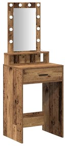 Mesa de Maquiagem vidaXL com Luzes de LED Madeira Antiga 50x41x140 cm