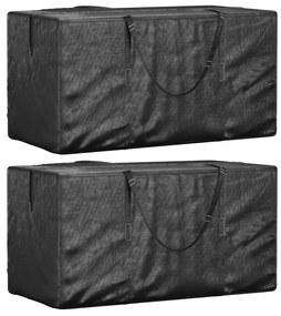 vidaXL Sacos de arrumação p/ almofadões jardim 2 pcs polietileno preto