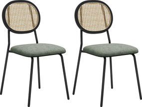HOMCOM Conjunto de 2 Cadeiras de Sala de Jantar Cadeiras de Cozinha com Encosto em Vime Sintético 44x54x87 cm Verde e Preto | Aosom Portugal