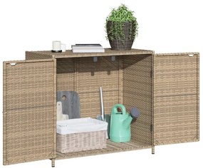 Armário de arrumação p/ jardim 83x45x76 cm vime PE bege