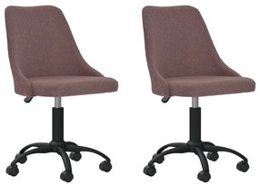 vidaXL Cadeiras de jantar giratórias 2 pcs tecido castanho