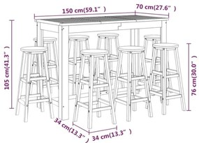 9 pcs conjunto de bar para jardim madeira de acácia maciça