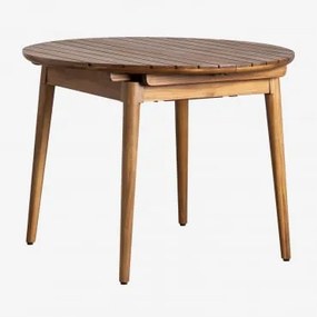 Mesa De Jantar Redonda 100-136x100 Cm Extensível Em Madeira De Acácia Tenay Castanho Acácia - Sklum