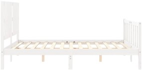 Estrutura de cama King Size com cabeceira madeira maciça branco