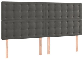 Cabeceira de cama c/ LED veludo 200x5x118/128 cm cinza-escuro
