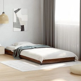 Estrutura de cama derivados de madeira/metal carvalho castanho