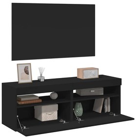 Móveis de TV com luzes LED 2 pcs 60x35x40 cm preto