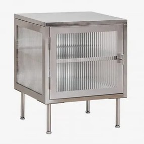 Mesa De Cabeceira Paoline Em Aço E Vidro Cinza Cromado - Sklum