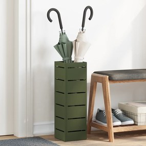 vidaXL Suporte para Guarda-Chuva Verde-Azeitona Metal Médio