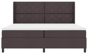 Cama Box com Colchão e LED Castanho Escuro 200x200 cm em Tecido