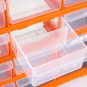 Organizador com 36 compartimentos para pequenas peças 47,5 x 38 x 16 cm Laranja + Cinzento