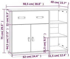 Mesa consola 98,5x40x75 cm madeira de pinho maciça cinza