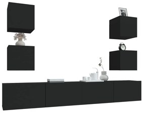 Conjunto móveis de TV 6 pcs madeira processada preto