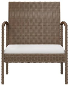 8 pcs Conjunto lounge de jardim com almofadões vime PE castanho