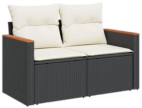 11 pcs conjunto sofás de jardim c/ almofadões vime PE preto