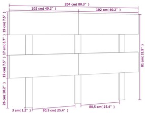 Cabeceira de cama 204x3x81 cm pinho maciço branco
