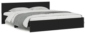 Estrutura cama c/ cabeceira e luzes LED 180x200 cm preto