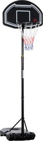 HOMCOM Tabela de Basquetebol para Exterior Altura Ajustável 160-210 cm com Rodas e Base Preenchível 76x48x254 cm Preto | Aosom Portugal