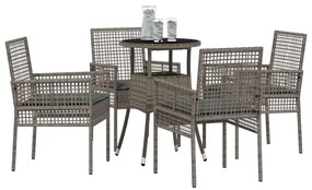 Conjunto de Jantar de Jardim 5 Peças Cinza Polirattan