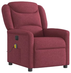 Poltrona reclinável de massagens elétrica tecido vermelho tinto