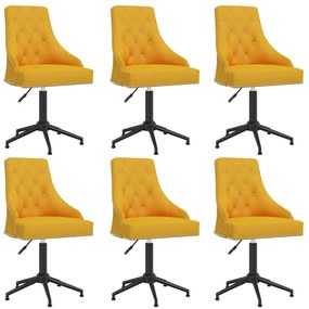 vidaXL Cadeiras de jantar giratórias 6 pcs veludo amarelo