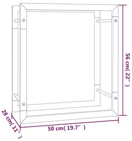 Suporte para lenha 50x28x56 cm aço preto mate